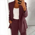 thumbnail image 4 of YUGYXL Women's 2 Piece Fashion Suits Lapel Collar Open Front Cardigan High Waist Suit Pant Outfit Fall Summer Casual Business Set Coffee XXXXXL, 4 of 5