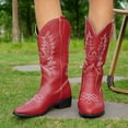 thumbnail image 7 of UngA Women's Cowgirl Boots Pull On Cowboy Boots Mid Calf Western Boots Available in Regular and Wide Calf Red,Size 8.5, 7 of 7