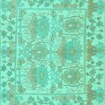 thumbnail image 1 of Ahgly Company Indoor Square Abstract Turquoise Blue Modern Area Rugs, 7' Square, 1 of 4