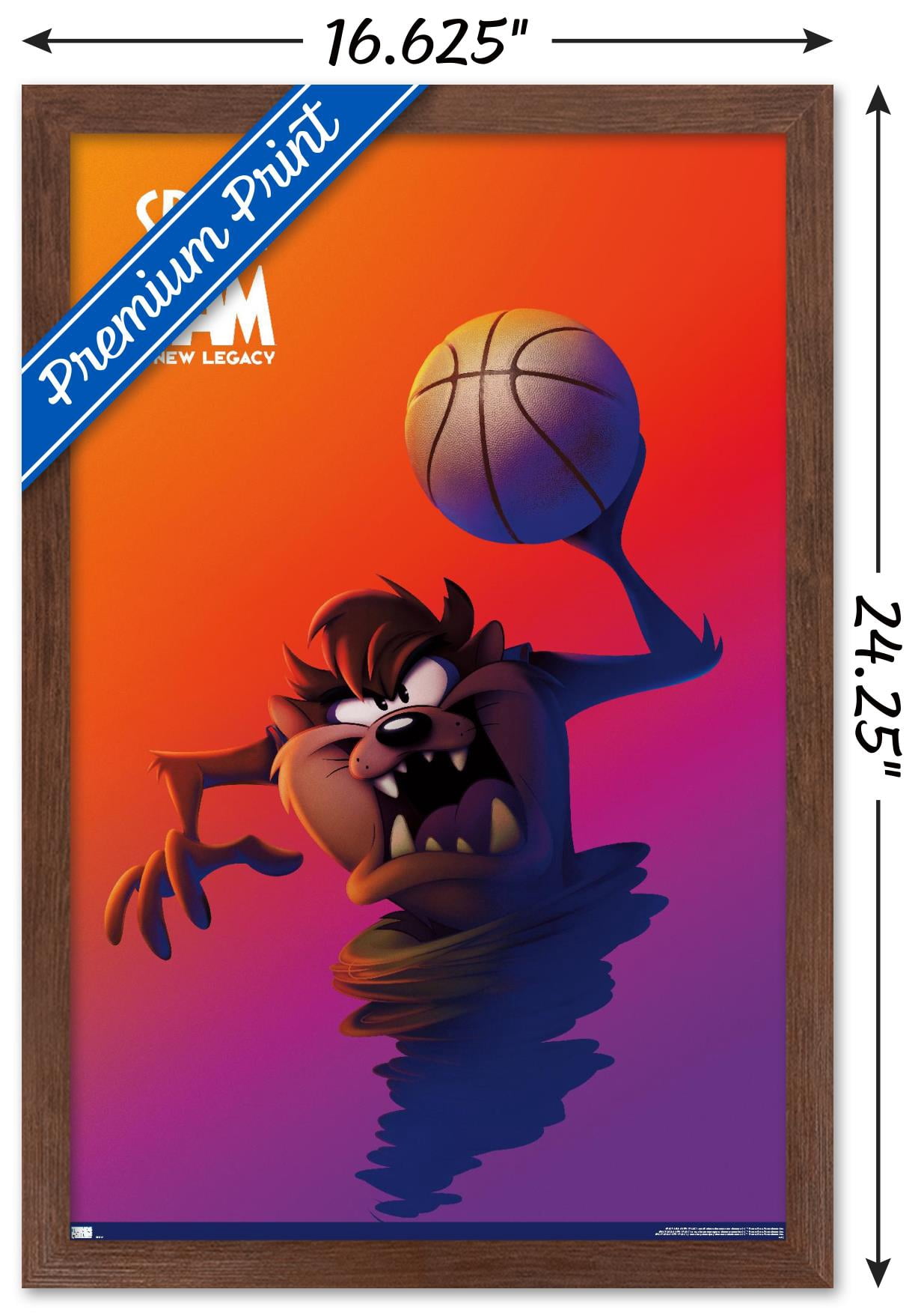Space Jam: A New Legacy - Tasmanian DeVil One Sheet Wall Poster, 14.725" x 22.375", Framed
