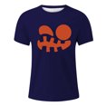thumbnail image 4 of VBARHMQRT Undershirt Men's Print Theme T Shirt Printed Solid Color Short Sleeve Top Dark Blue, 4 of 4