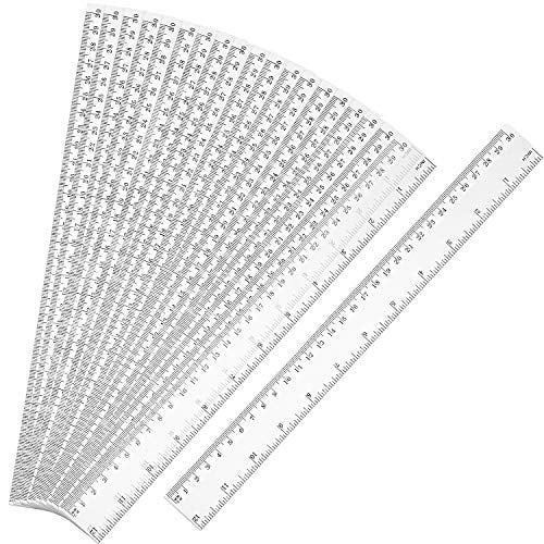 40 PCS Clear Plastic Rulers Plastic Ruler Straight Ruler（12inch/30cm） Clear Ruler for School Home Office 