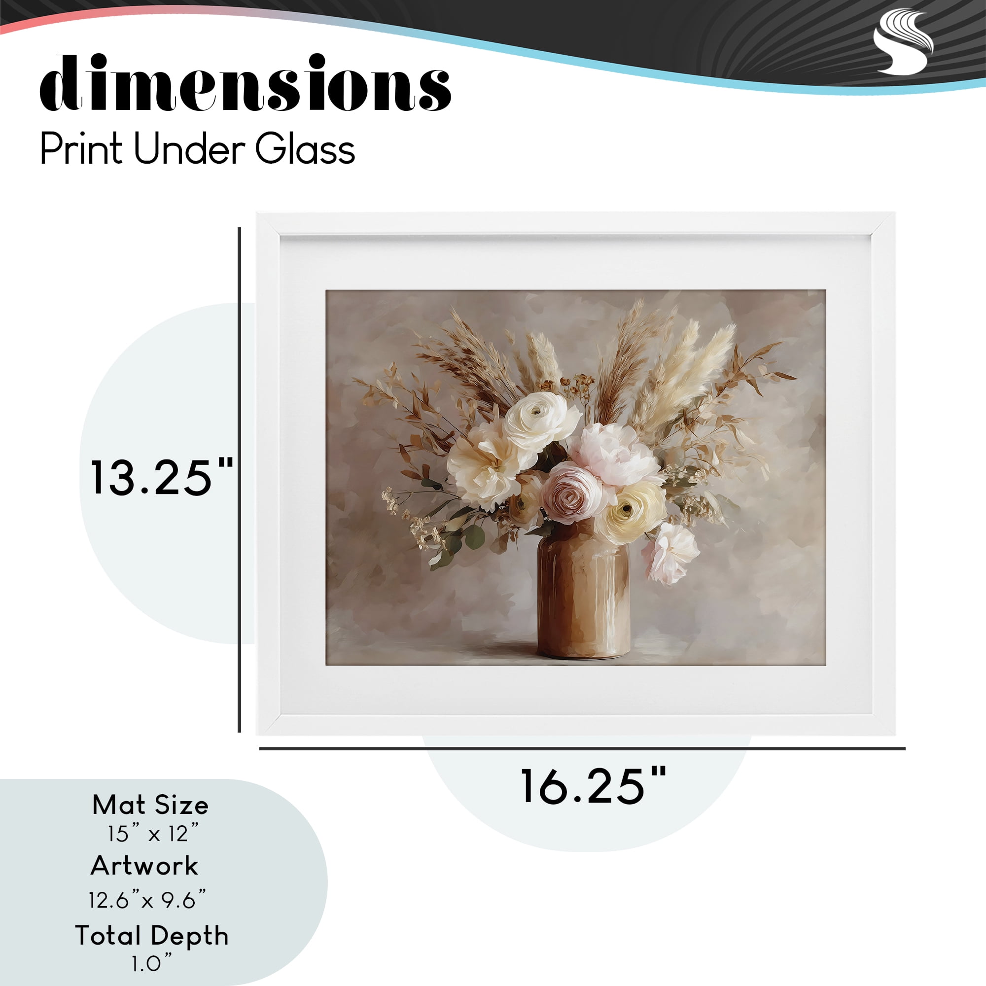Stupell Industries Elegant Wheat Bouquet in Vase White Framed Print Under Glass, design by Franklyn Gregory