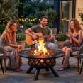thumbnail image 5 of BALI OUTDOORS 32 inch Fire Pit with Poker, Wood Burning Fire Pit Patio for Outside with Grill, 5 of 12