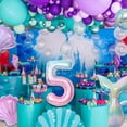 thumbnail image 5 of 8Pcs Mermaid Party Decorations Balloons - Large Number 5 Balloon, Foil Mermaid Tail Balloons, Seashell Balloons, Round Balloons for Kids'Mermaid 5th Birthday Decorations Under the Sea Supplies, 5 of 6