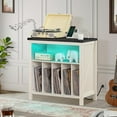 thumbnail image 4 of Large Record Player Stand with Charging Station & LED Lights, White Vinyl Record Storage Table Holds up to 230 Albums, Turntable Stand with Display Shelf for Music Room Bedroom Living Room, 4 of 16