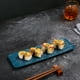 thumbnail image 1 of Juego de bandejas de sushi premium, bandeja rectangular grande de plástico con secciones divididas para aperitivos y entretenimiento, ideal para catering y reuniones en casa. Aestivo | Azul, 1 of 7