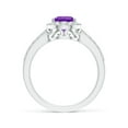 thumbnail image 2 of ANGARA Natural 1.05 Ct. Amethyst with Diamond Halo Ring in 14K White Gold for Women (Ring Size: 6.5), 2 of 9