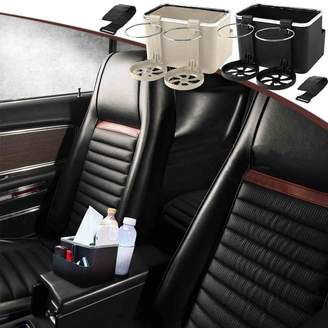 Caja de almacenamiento del reposabrazos del automóvil con portavasos plegable | Organizador lateral de consola de coche multifuncional | Estante de almacenamiento de plástico de gran capacidad para