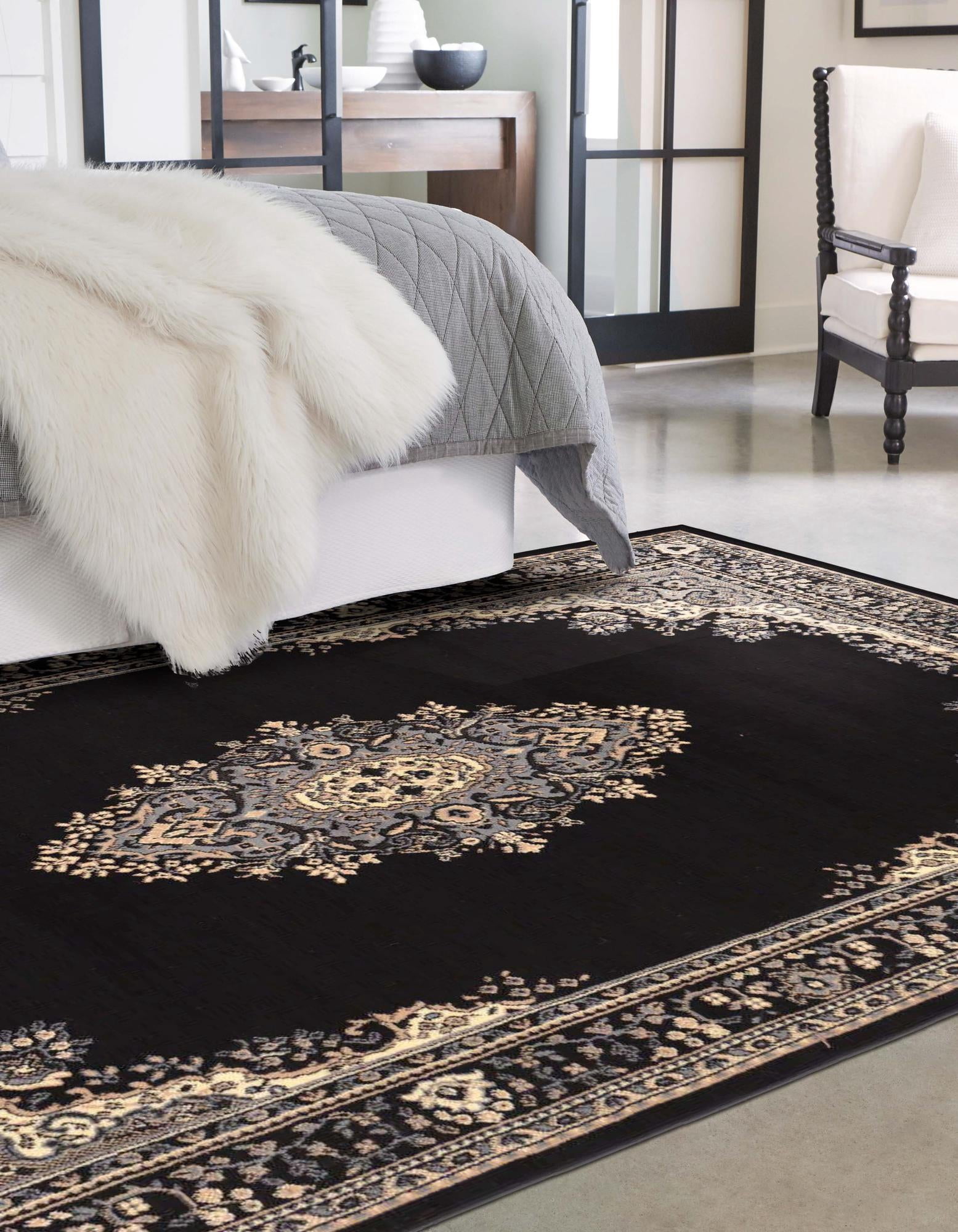 Rugs.com Amaya Collection Rug – 9' x 12' Black Medium Rug Perfect For Living Rooms, Large Dining Rooms, Open Floorplans