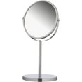 thumbnail image 1 of 17 cm, Silver-Double-Sided Standing Cosmetic Mirror, Round Makeup Mirror 1x and 3X Magnification, Swivel Shaving Mirror, Approx., 1 of 4