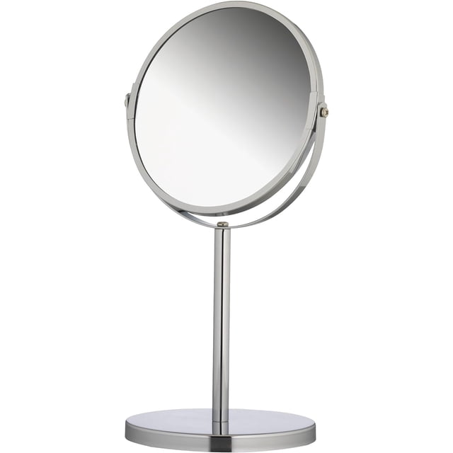 17 cm, Silver-Double-Sided Standing Cosmetic Mirror, Round Makeup Mirror 1x and 3X Magnification, Swivel Shaving Mirror, Approx.