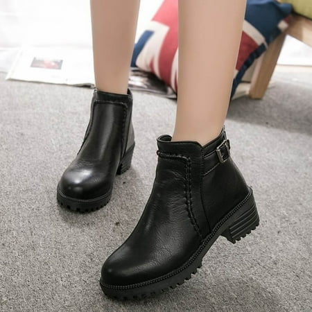 

Bxzhiri Student High-Heeled Single Boots Women s Shoes Thick Platform Boots Ankle Boots
