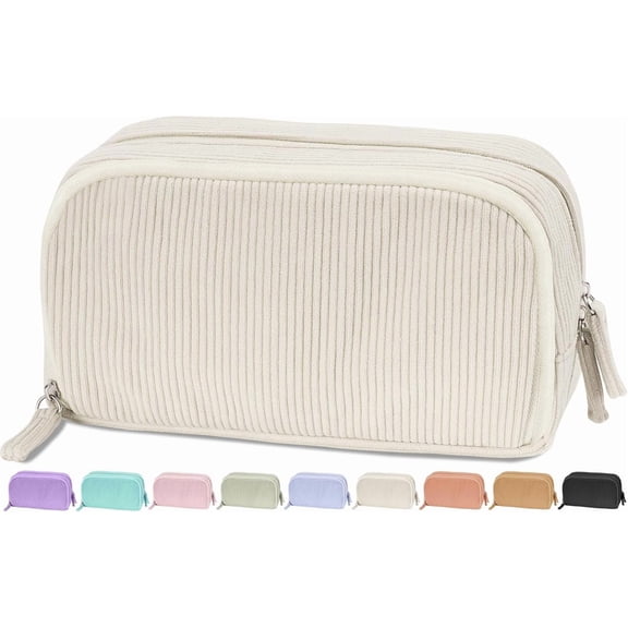 Big Capacity Pencil Case Pen Pouch, Soft Corduroy Pencil Bag with 3 Compartment, Multiple Pockets, Sturdy Zipper, Cute S