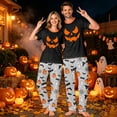 thumbnail image 6 of Family Halloween Pajamas Matching Sets, Black Jack‑o‑Lantern Face Soft Short Sleeve Top and Long Pants Halloween Pajamas for Family, 2 Piece Holiday Sleepwear Halloween Family Pjs Set, 6 of 6