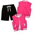 thumbnail image 3 of YOUYEDIAN Kids Sweatsuit Sleeveless Button Down Vest and Casual Solid Color Shorts Set, 3 of 5