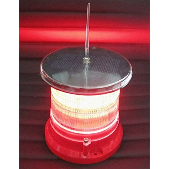 Solar Dock High Power Warning Light - Waterproof Marine Solar Dock Lighting - RED LED Constant or Flashing 360 Degree Lighting