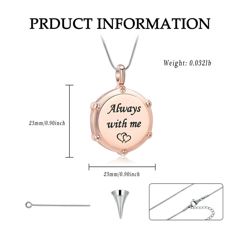 Personalized Always with Me Drum Cremation Jewelry for Ashes Urn Necklace Lockets for Human Ashes Pendent for Ashes and Chain