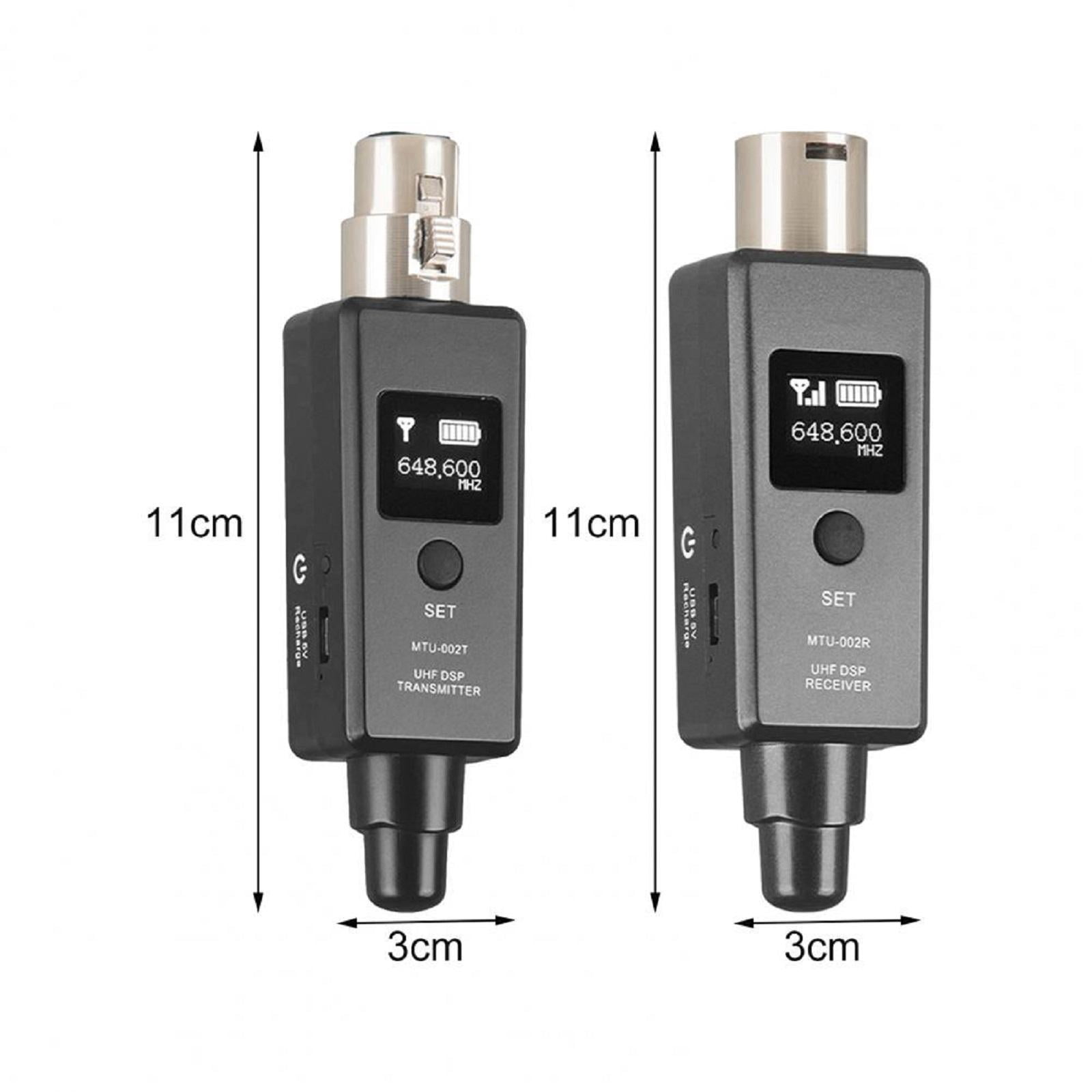 NATEFEMIN Wireless Microphone System with XLR Adapter for Mixers, USB Charging, Long Range, 15 Channels