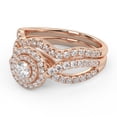 thumbnail image 3 of AFFY Infinity Shank Double Halo Bridal Set Ring for Women, IGI Certified 1.10 Carat (ctw) Round Cut Lab Grown Diamond Engagement Wedding Ring 14K Solid Rose Gold F-G, VS-SI Quality Ring Size-9, 3 of 6