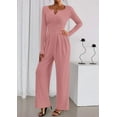 thumbnail image 3 of PRETTYGARDEN Jumpsuits for Women Dressy Casual Fall One Piece Outfits Long Sleeve Crew Neck Wide Leg Pants Rompers, 3 of 8