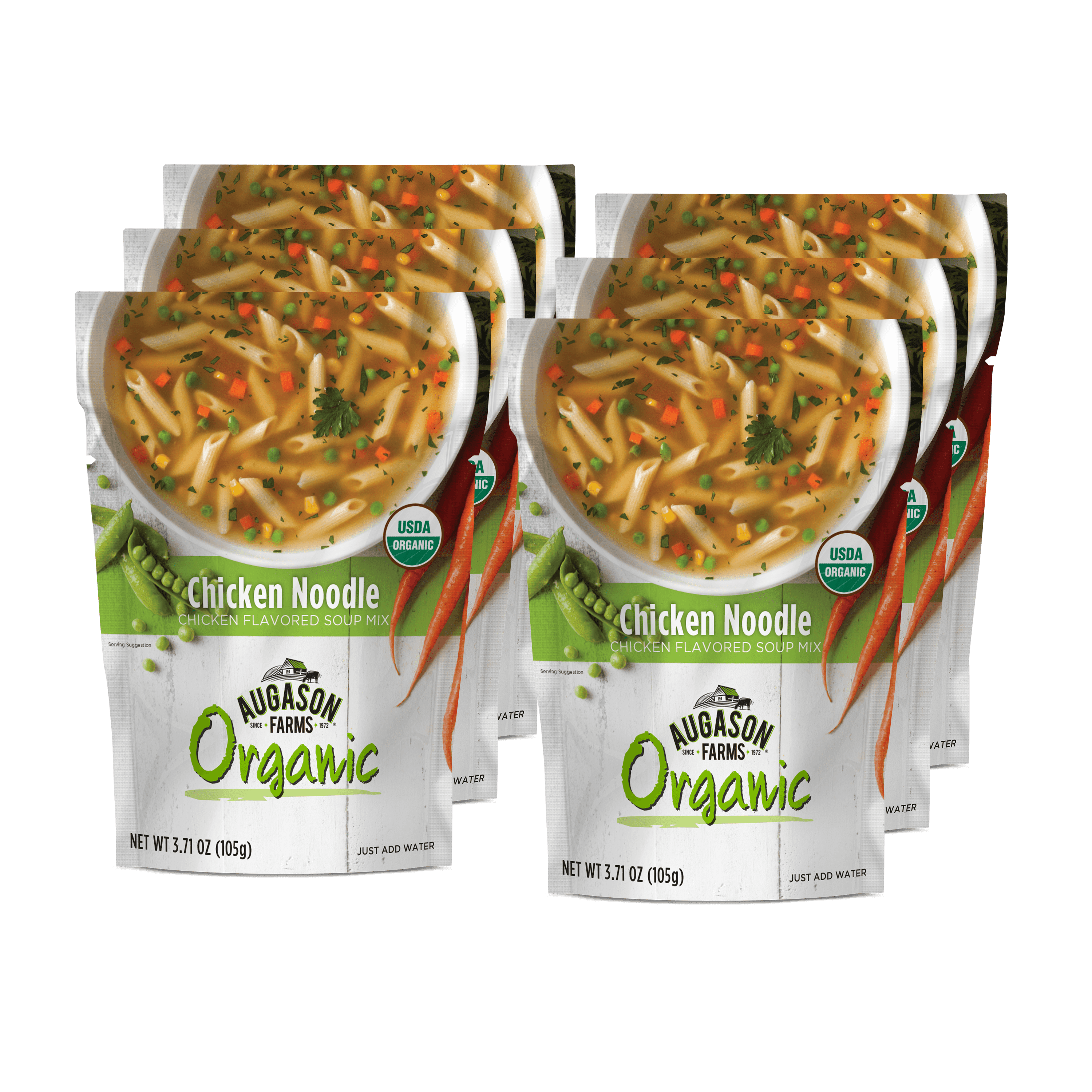 Augason Farms Organic Chicken Noodle Soup Mix 3.71 oz 6Pouch Pack