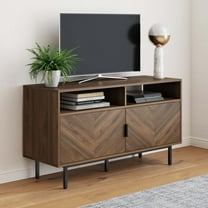 Nathan James Izsak Walnut Media Console, TV Stand Cabinet with Storage for Living Room, Dining Room or Entryway