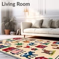 thumbnail image 2 of ODIKA 6'x9' Machine Washable Non-Slip Area Rug, Busy Barnyard Farm Scene with Countryside Paths Activity High Traffic Rug, Beige, 685776, 2 of 7