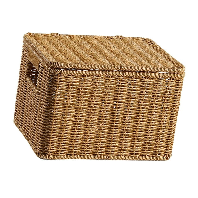 Cesta de pan Cesta organizadora con tapa Cesta de almacenamiento de artículos diversos Cesta de almacenamiento decorativa para el hogar Baño Revistas 27 cm x 215 cm x 18 cm
