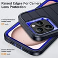 thumbnail image 6 of ELEHOLD for iPhone 13 Pro Max Hybrid Rugged Case with HD Screen Protector,Dual Layer Hard Protective Invisible Kickstand Non-Slip Drop-Proof Shockproof Anti-Scratches Heavy Duty Cover,Darkblue+Blue, 6 of 7