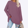 thumbnail image 4 of NINGMENG Hauts pour Femmes Couleur Unie Col Rond Manches Longues Tricotés Légers Chandail Tee-Shirts Vêtements de Sport, Violet, m, 4 of 8