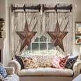 thumbnail image 6 of Texas Star Vintage Swag Curtains Brown Beige Wooden Retro Art Swag Valances for Kitchen Windows, Window Treatment Topper Curtains for Living Room Bedroom Bathroom, 36" W x 36" L, 6 of 9