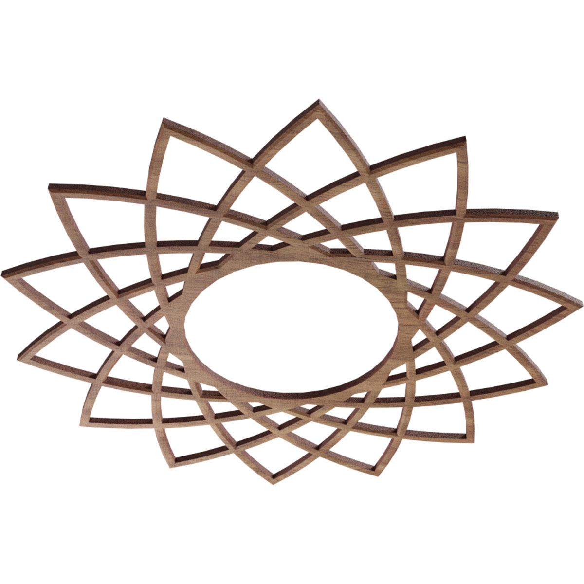 Ekena Millwork 16"OD x 6 1/8"ID x 1/4"T Eleanor Wood Fretwork Pierced Ceiling Medallion, Walnut