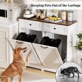 thumbnail image 5 of HARIPUL Double Tilt Out Trash Can Cabinet for 2 Bins, Hidden Garbage Can Cabinet with Drawers, Wooden Trash Bin Cabinet, 10 Gallon Trash Can Holder Cabinet for Kitchen, White, 5 of 7