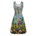 thumbnail image 4 of USSUMA Dresses for Women Party Casual Women's Sleeveless Swing Dress Oil Painting Floral Print High Waist Loose Summer Beach Dresses Flowy Mini Dress, 4 of 5
