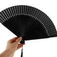 thumbnail image 5 of Toyvian 1 Set Folding Hand Fans Bamboo Black Women Cooling Decorative Travel Companion Summer, 5 of 8