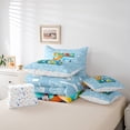 thumbnail image 6 of Feelyou Blue Initial E Letter Bedding Comforter Set, Kawaii Dinosaur Full Bedding Set, Teen Boy Girl Kid Colorful Stars Reversible, 7pcs, 6 of 7