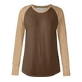 thumbnail image 3 of Eryao Thumb Hole Shirts Women Trendy Color Block Raglan Long Sleeve Pullover Tops 2025 Dressy Casual Lightweight Round Neck Blouses Dupes People Free,Coffee,XXXL, 3 of 5