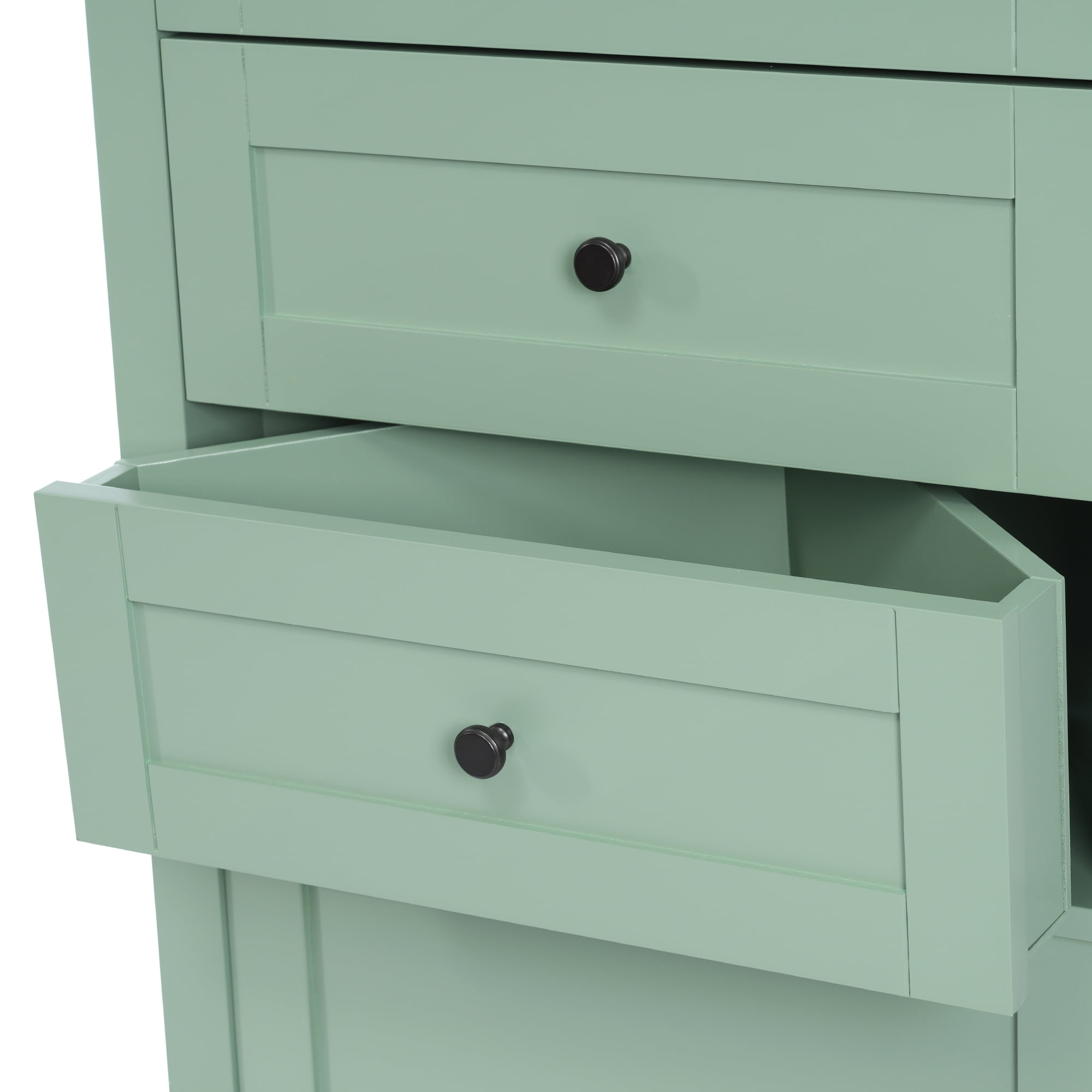Bellemave Triangle Tall Storage Cabinet with Adjustable Shelves and 3 Drawers Corner Bathroom Cabinet Freestanding Wooden Cabinet Storage Organizer Floor Cabinet,Green