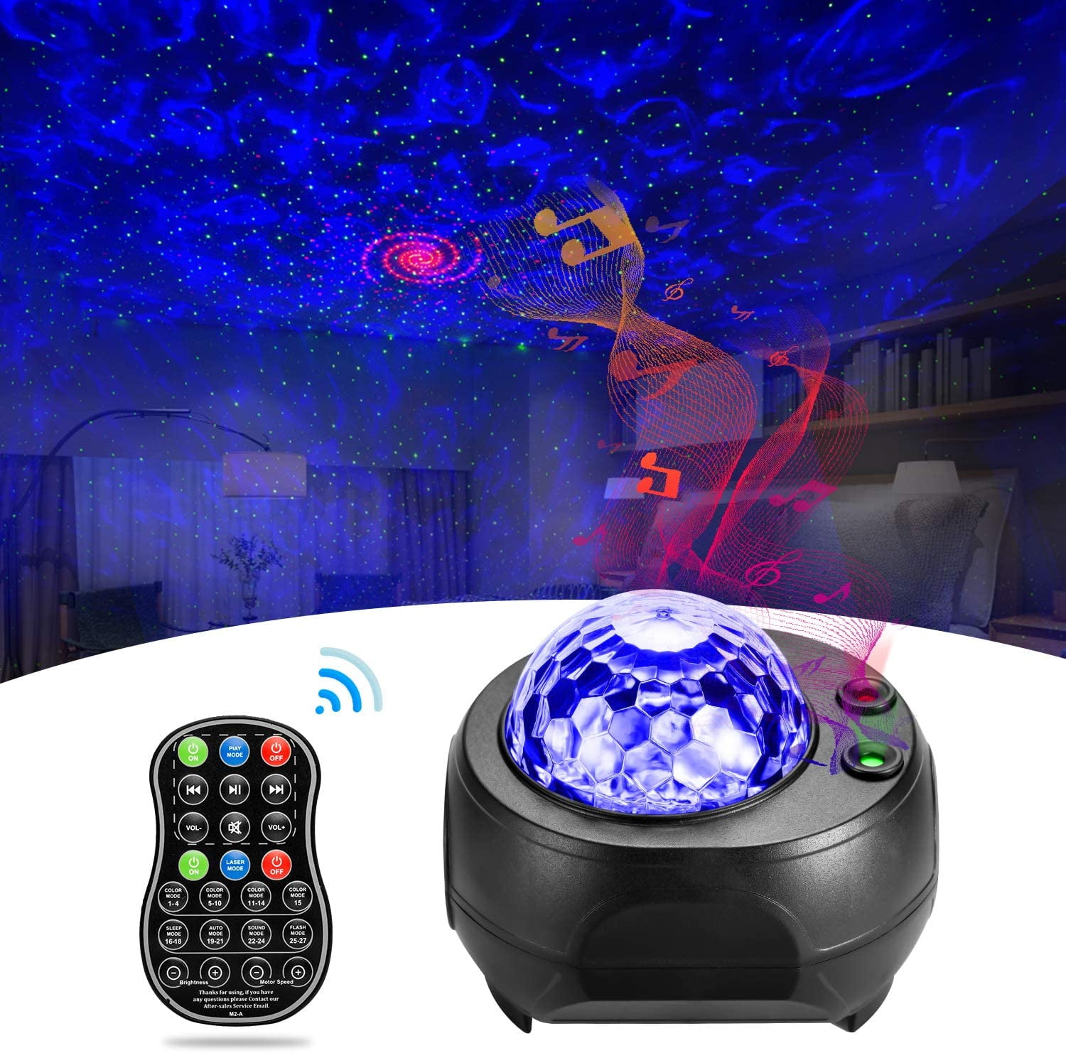 Night Light Projector with Bluetooth Music Speaker & Remote Control Birthday Gifts Home Theatre Galaxy Projector Star Projector Party Ocean Wave Star Light Projector for Baby Bedroom