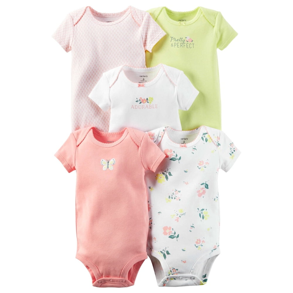 Carter's Carters Baby Clothing Outfit Girls 5Pack Original Bodysuits Pretty & Perfect Floral