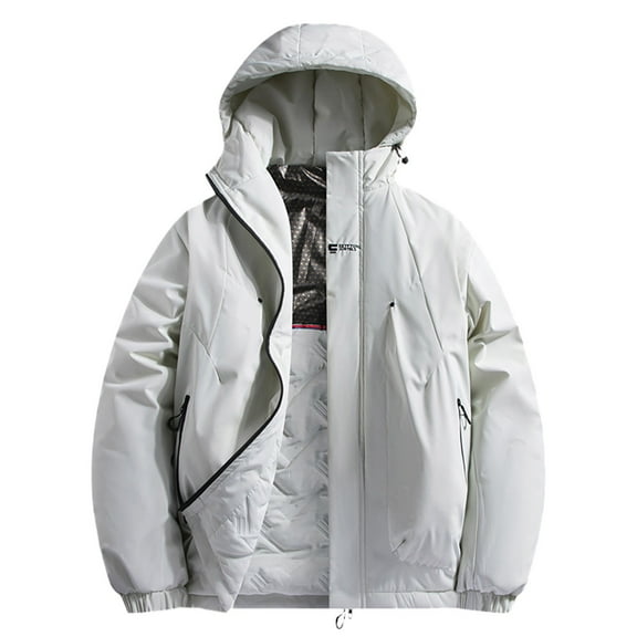 sususu Men's Insulated Hooded with Heating Technology for Extreme Cold Weather and Comfortable Outdoor Activities - White