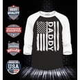 thumbnail image 2 of Shop4Ever Men's Daddy American Flag USA Gift for Father Raglan Baseball Shirt Small Black/White, 2 of 4