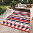 thumbnail image 6 of Garvee 10x14ft Waterproof Outdoor Rugs Modern Striped Straw Rugs for Patio, Reversible UV-Resistant Plastic Outdoor Camping Rugs Carpet for Porch, Deck, Backyard, Balcony, Red, 6 of 6