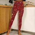 thumbnail image 2 of YUTK Women's High Waisted Shiny Pants Starry Sky Print Skinny Leggings Casual Elastic Waist Long Length Leggings Red S-3Xl, 2 of 7