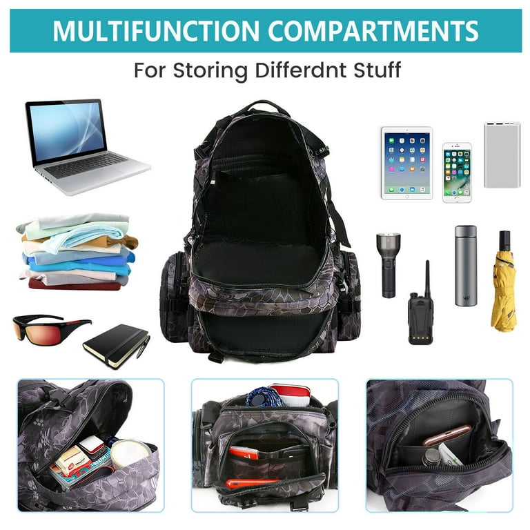 55L Military Tactical Backpack Waterproof for Men Hiking Hunting