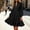 Black, variant on QSAWXQZ Women's Long Sleeve Mini Dress V Neck Tiered Ruffle Hem Lantern Sleeve A Line Dress for Casual Fall 3XL