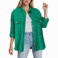 thumbnail image 2 of Towmus Casual Quilted Jackets for Women Button Down Collared Long Sleeve Shirts Frayed Hem Fall Jackets with Pockets, 2 of 6