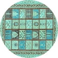 thumbnail image 1 of Ahgly Company Indoor Round Abstract Light Blue Modern Area Rugs, 7' Round, 1 of 4