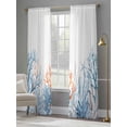 thumbnail image 4 of Seagrass Coral Sheer Curtains 96 Inch Long 2 Panels, Ocean Retro Watercolor Countryside Light Filtering Rod Pocket Semi Sheer Curtains, Sheer Voile Drapes for Living Room Bedroom, 52"x96", 4 of 5